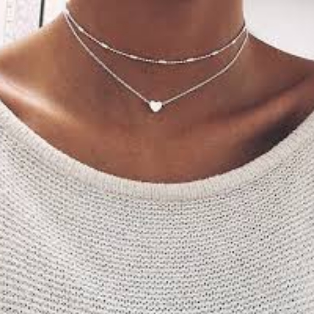Cute Golden Dot Heart Charm Necklace